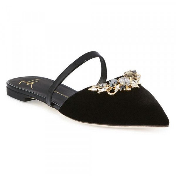 Giuseppe Zanotti Crystal-Embellished Velvet Slides