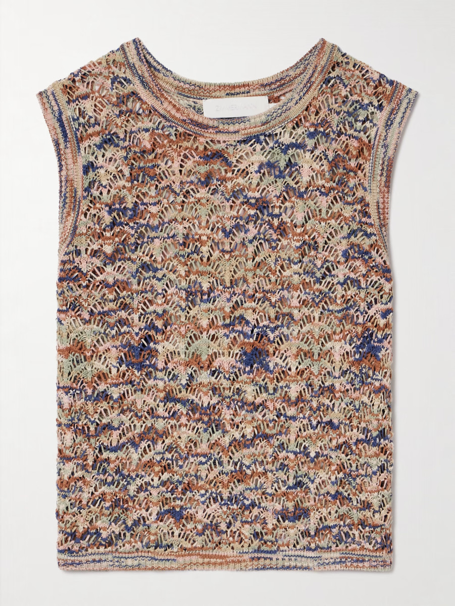 ZIMMERMANN Wylie Open Knit Cotton Tank Top