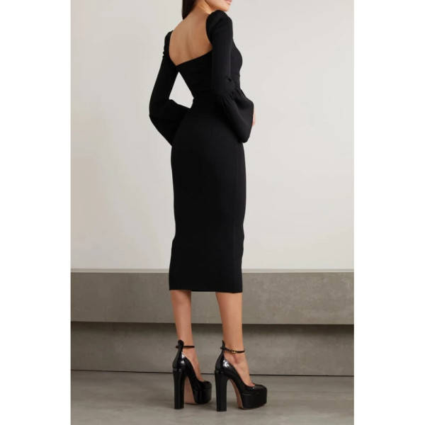 Self-Portrait Cut Out Ribbed Midi Dress