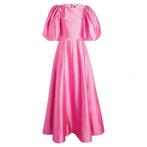 Rasario Puff-Sleeved Silk Gown