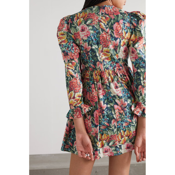 BATSHEVA Gathered Floral Print Dress