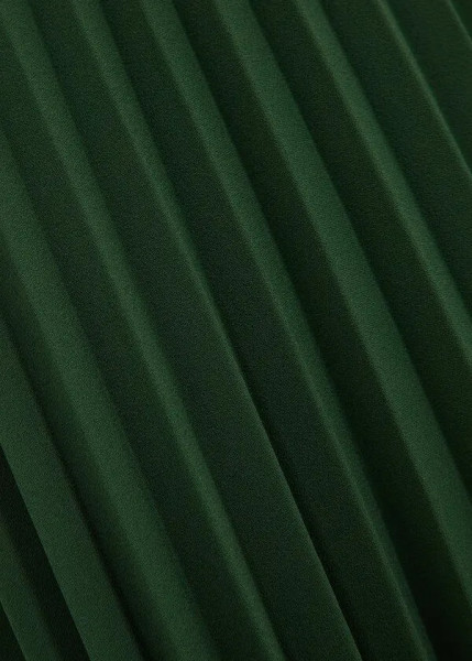 Valentino Forest Green Cady Midi Skirt Pleated