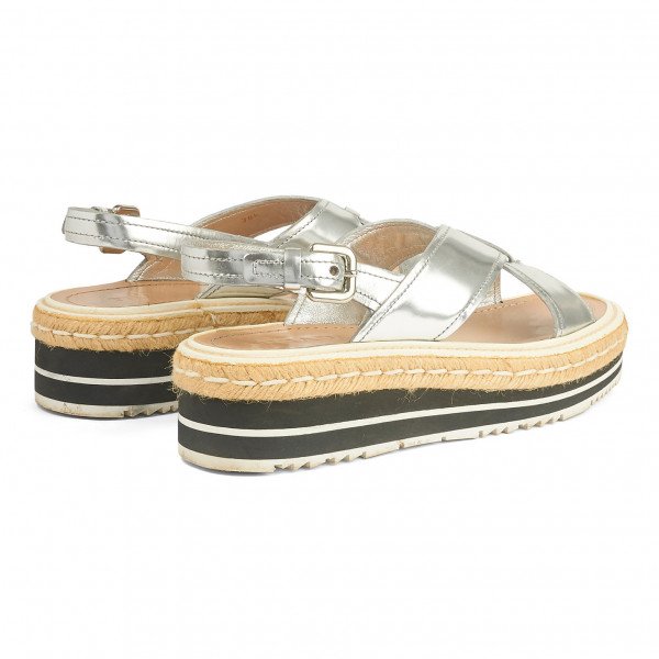 PRADA Metallic Wedge Sandals