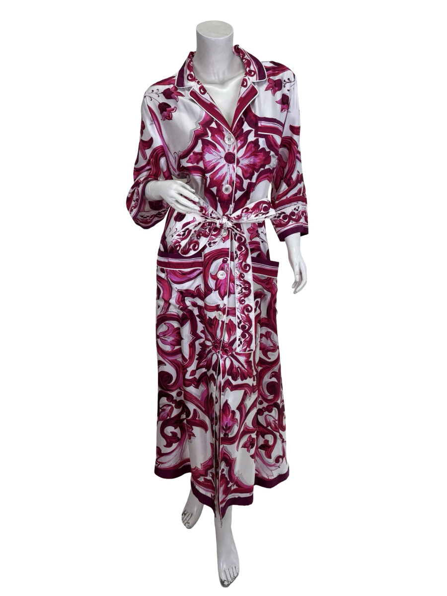 DOLCE & GABBANA Dolce and Gabbana Long Majolica Print Twill Dress
