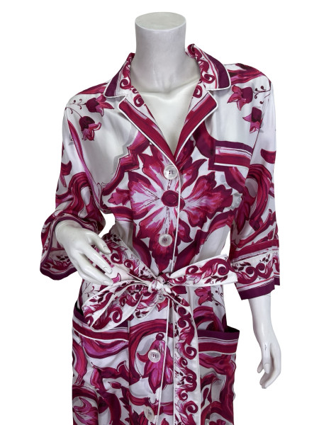 DOLCE & GABBANA Dolce and Gabbana Long Majolica Print Twill Dress