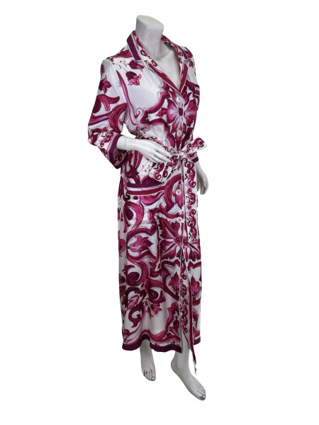 DOLCE & GABBANA Dolce and Gabbana Long Majolica Print Twill Dress