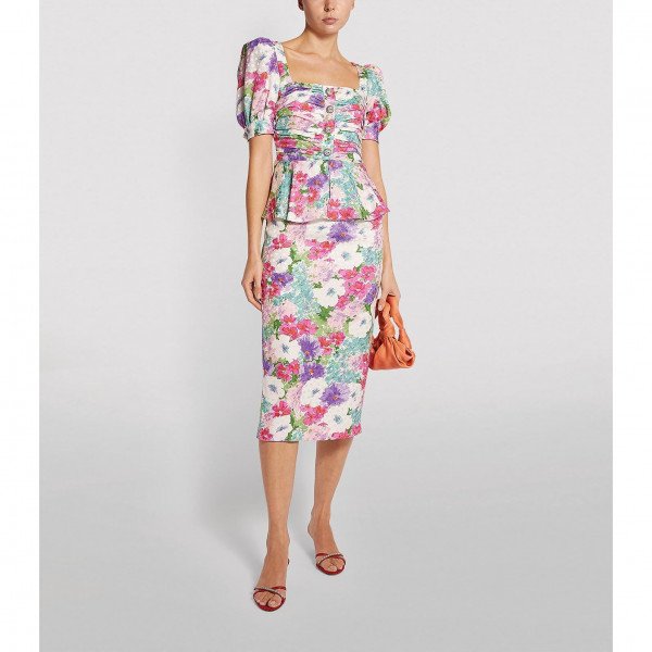 Rent Buy Alessandra Rich Floral Midi Dress MY WARDROBE HQ