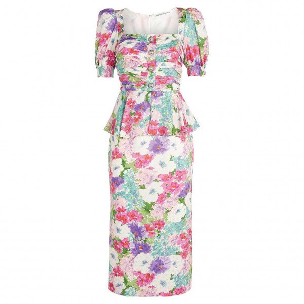 Alessandra Rich Floral Midi Dress