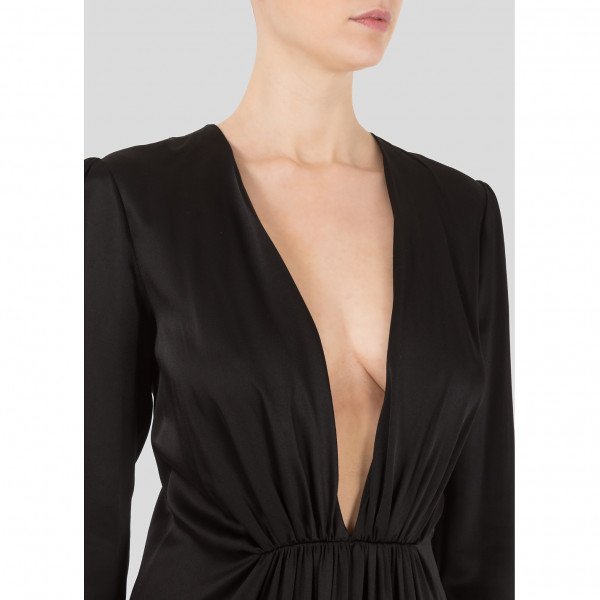 Saint Laurent Plunging V-Neck Gown