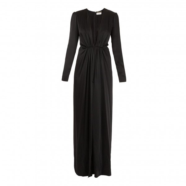 Saint Laurent Plunging V-Neck Gown