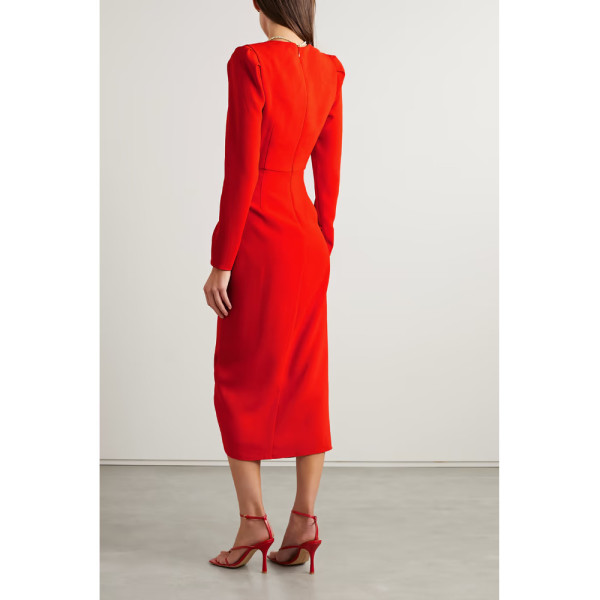 Self-Portrait Crepe Ruched Midi Dress