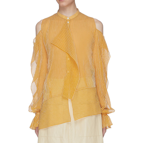 Roland Mouret Asymmetric Flocked Crépon Blouse