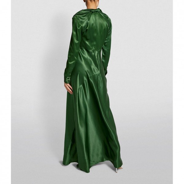 Victoria Beckham Silk Deep V-Neck Gown