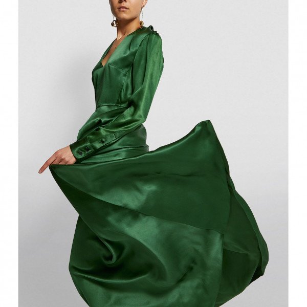 Victoria Beckham Silk Deep V-Neck Gown