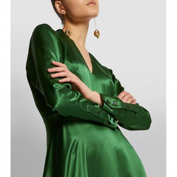 Victoria Beckham Silk Deep V-Neck Gown