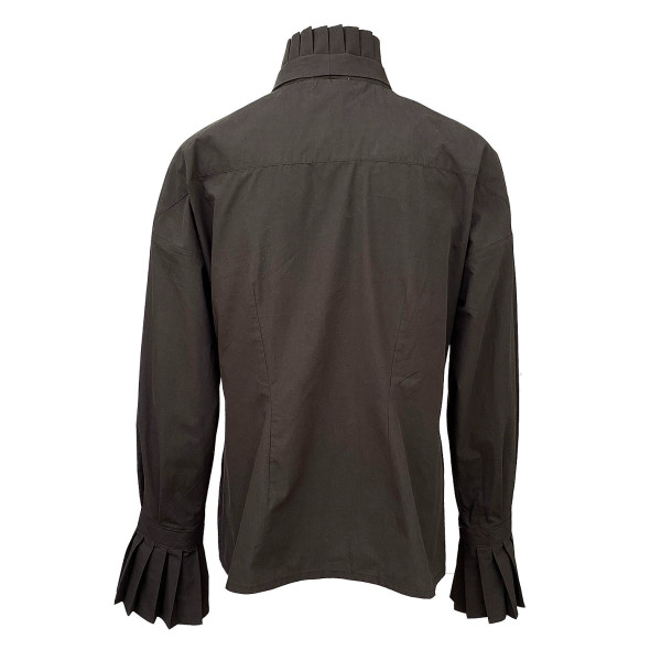 JU-NNA Chelsea - Cotton Blouse W/ Pleated Collar & Long Bow Tie