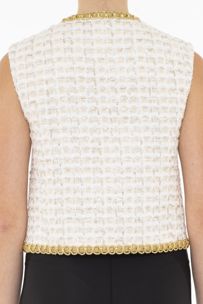 Giambattista Valli Tweed waistcoat with gold trim