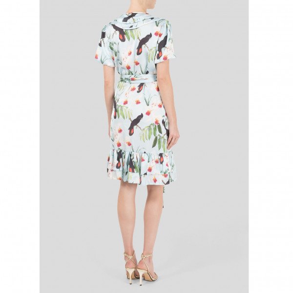 The Latin Runway Orchid Print Wrap Dress