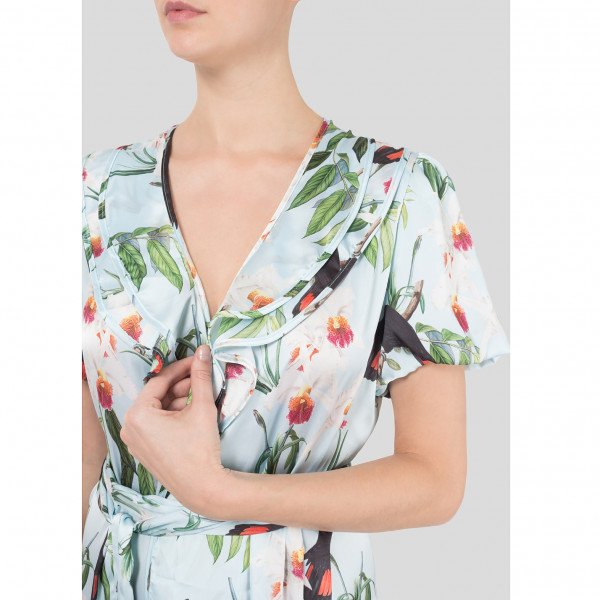 The Latin Runway Orchid Print Wrap Dress