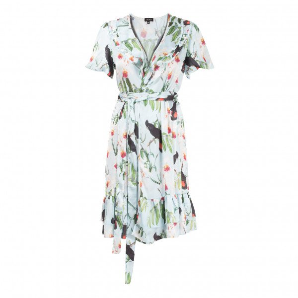 The Latin Runway Orchid Print Wrap Dress