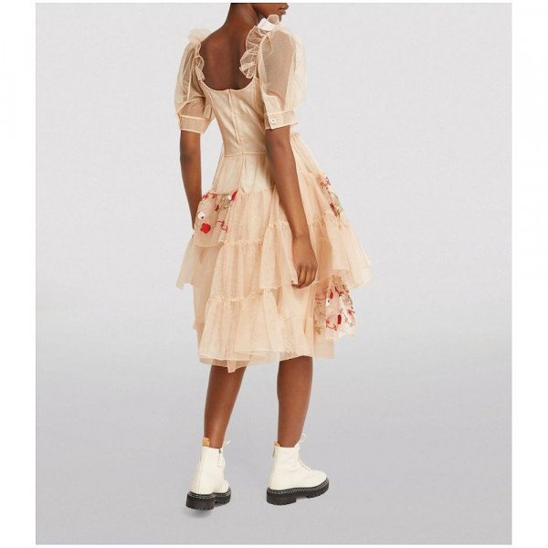 Simone Rocha Embroidered Ruffle Midi Dress