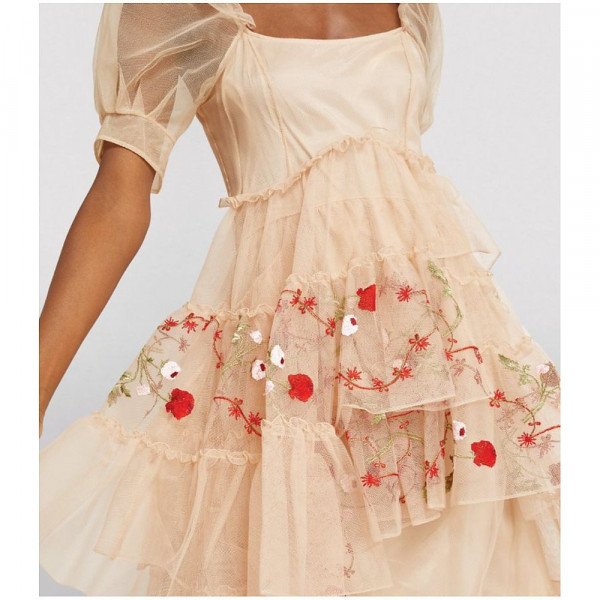 Simone Rocha Embroidered Ruffle Midi Dress