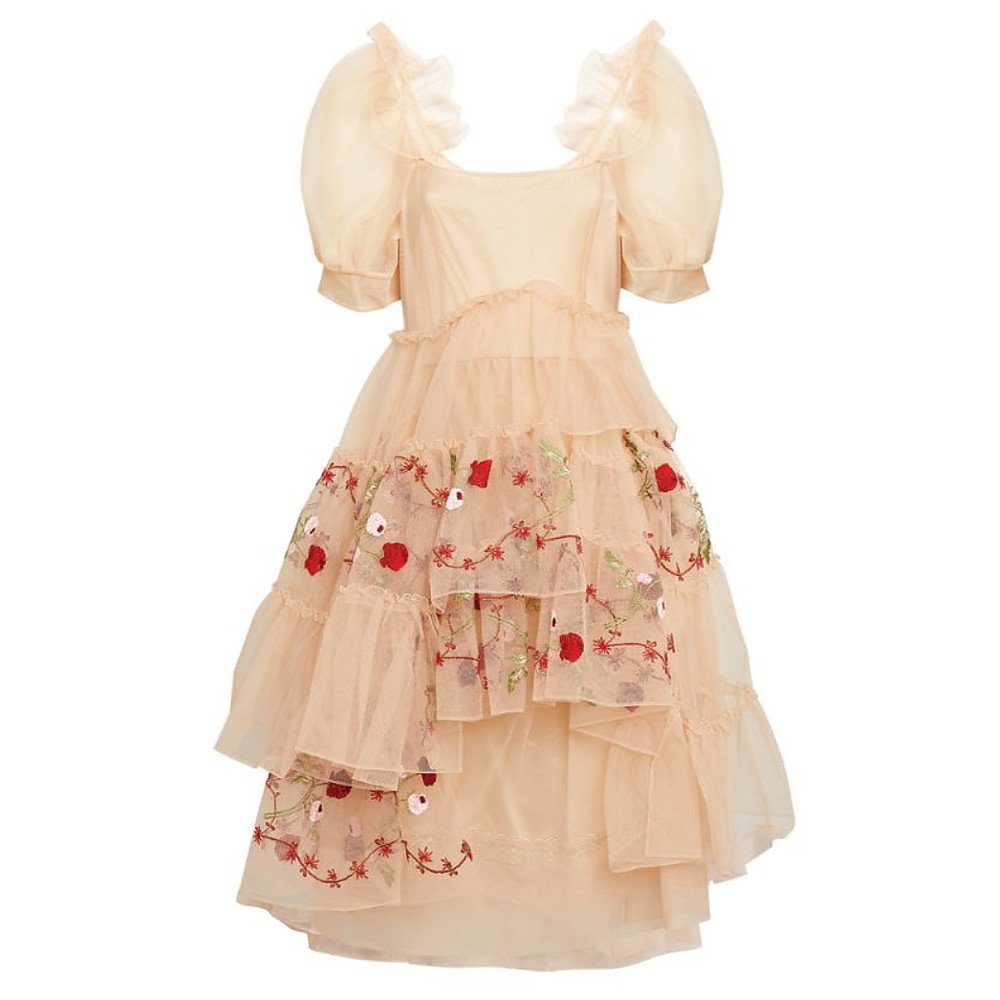 Simone Rocha Embroidered Ruffle Midi Dress