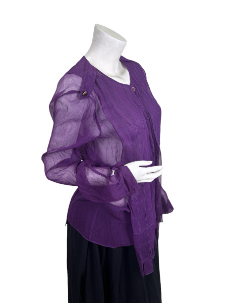 CHANEL Silk Button Top in Purple
