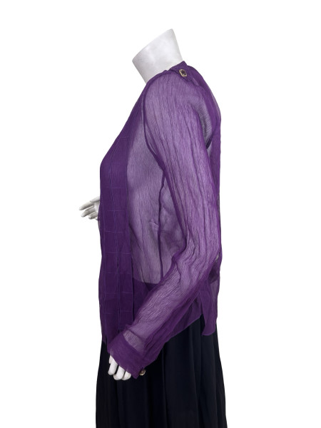 CHANEL Silk Button Top in Purple
