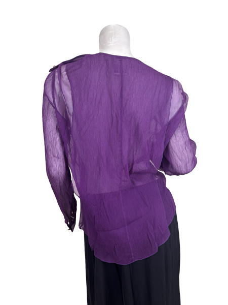 CHANEL Silk Button Top in Purple