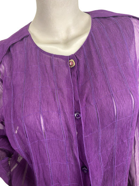 CHANEL Silk Button Top in Purple