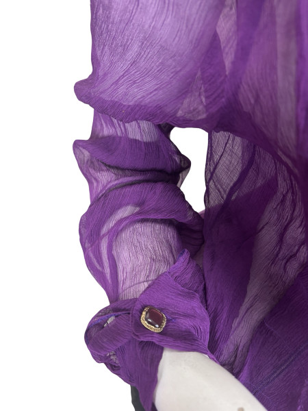 CHANEL Silk Button Top in Purple