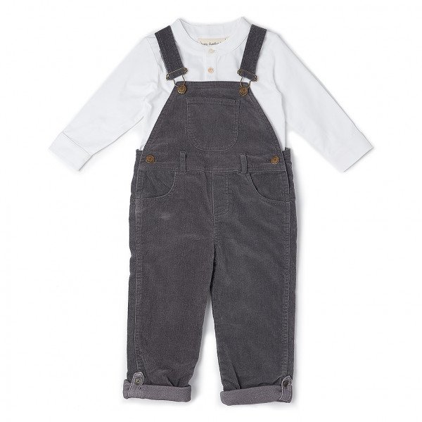 Dotty Dungarees Charcoal Cord Dungarees