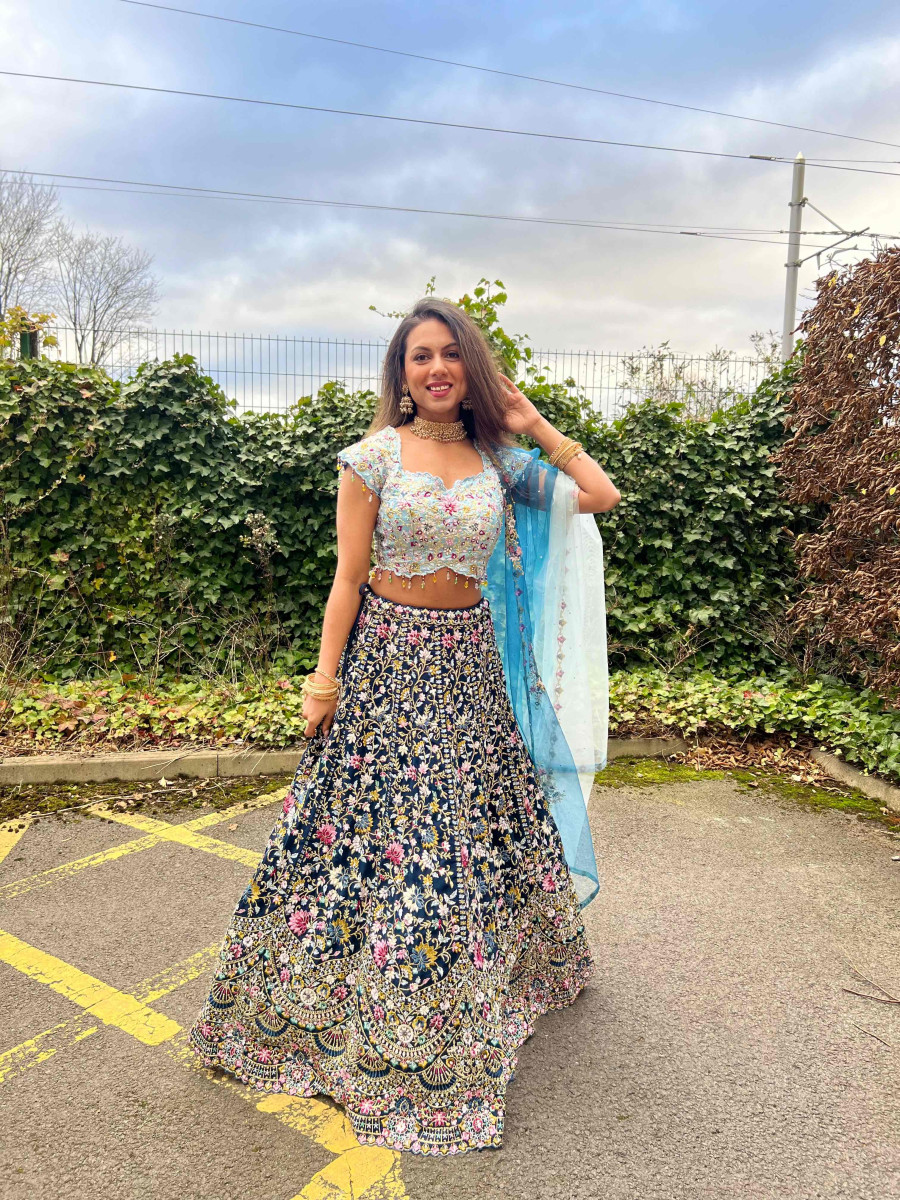 Boutique Blue Embroidered Lehenga