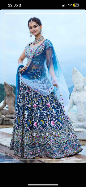 Boutique Blue Embroidered Lehenga