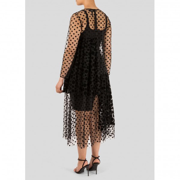 Paskal Sheer Polka-Dot Flocked Tulle Midi Dress