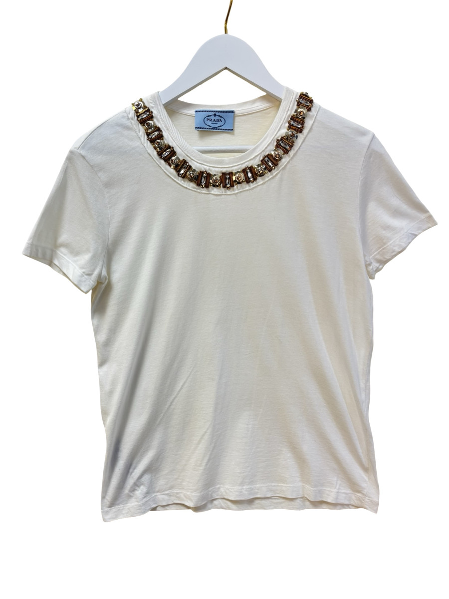 PRADA Embellished Cotton T-Shirt