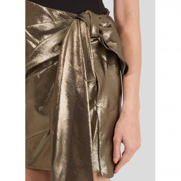 Saint Laurent Bow-Embellished Lamé Mini Skirt