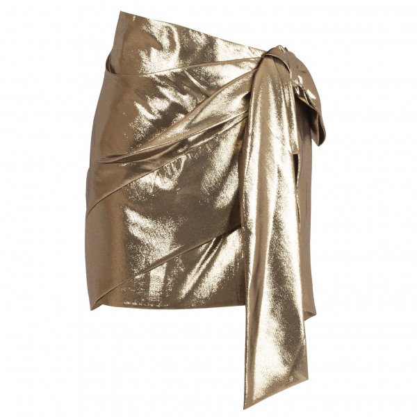 Saint Laurent Bow-Embellished Lamé Mini Skirt