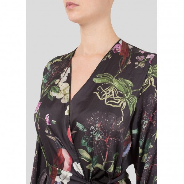 The Latin Runway Botanico Print Wrap Dress