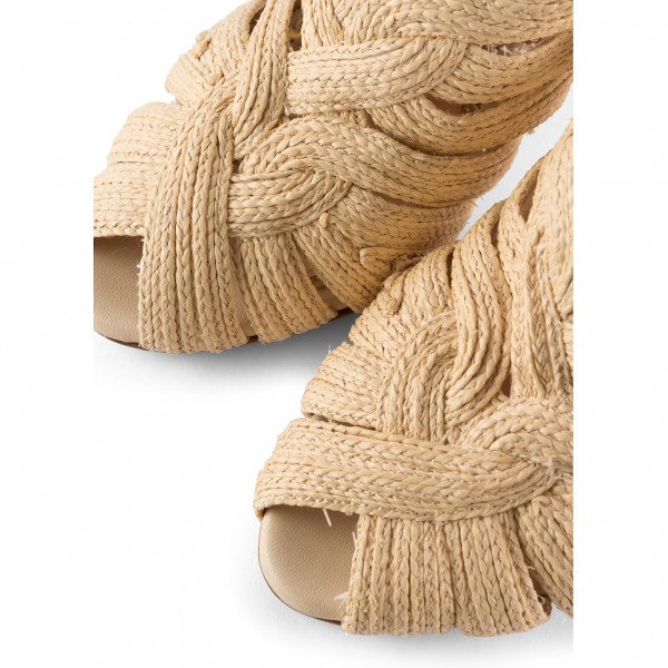 Charlotte Olympia Raffia Peep-Toe Stiletto Mules