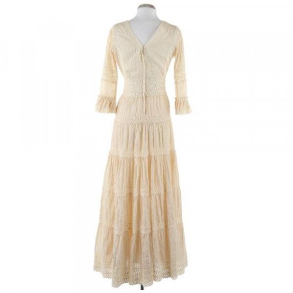Vintage Embroidered Tiered Maxi Dress