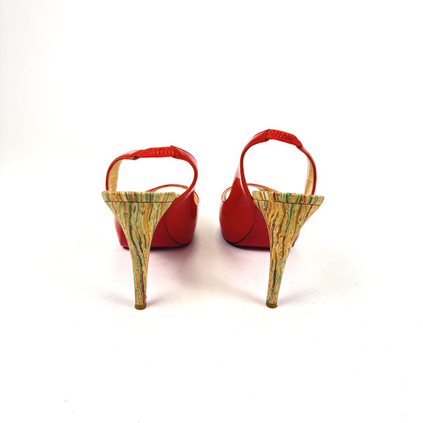 Christian Louboutin Orange Patent Leather Slingback Heels