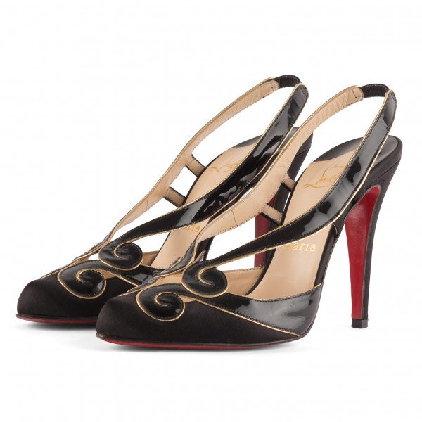 Christian Louboutin Satin and Patent Leather Pumps