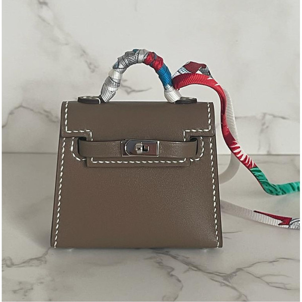 Rent Buy HERMES Micro Accessory Kelly Etoupe Tadelakt With Palladium MY WARDROBE HQ