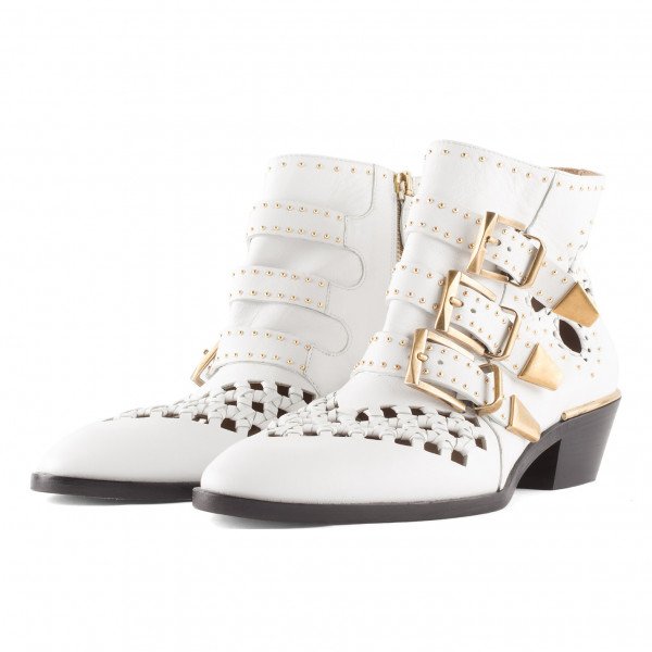 Chloé Gold Studded Ankle Boots