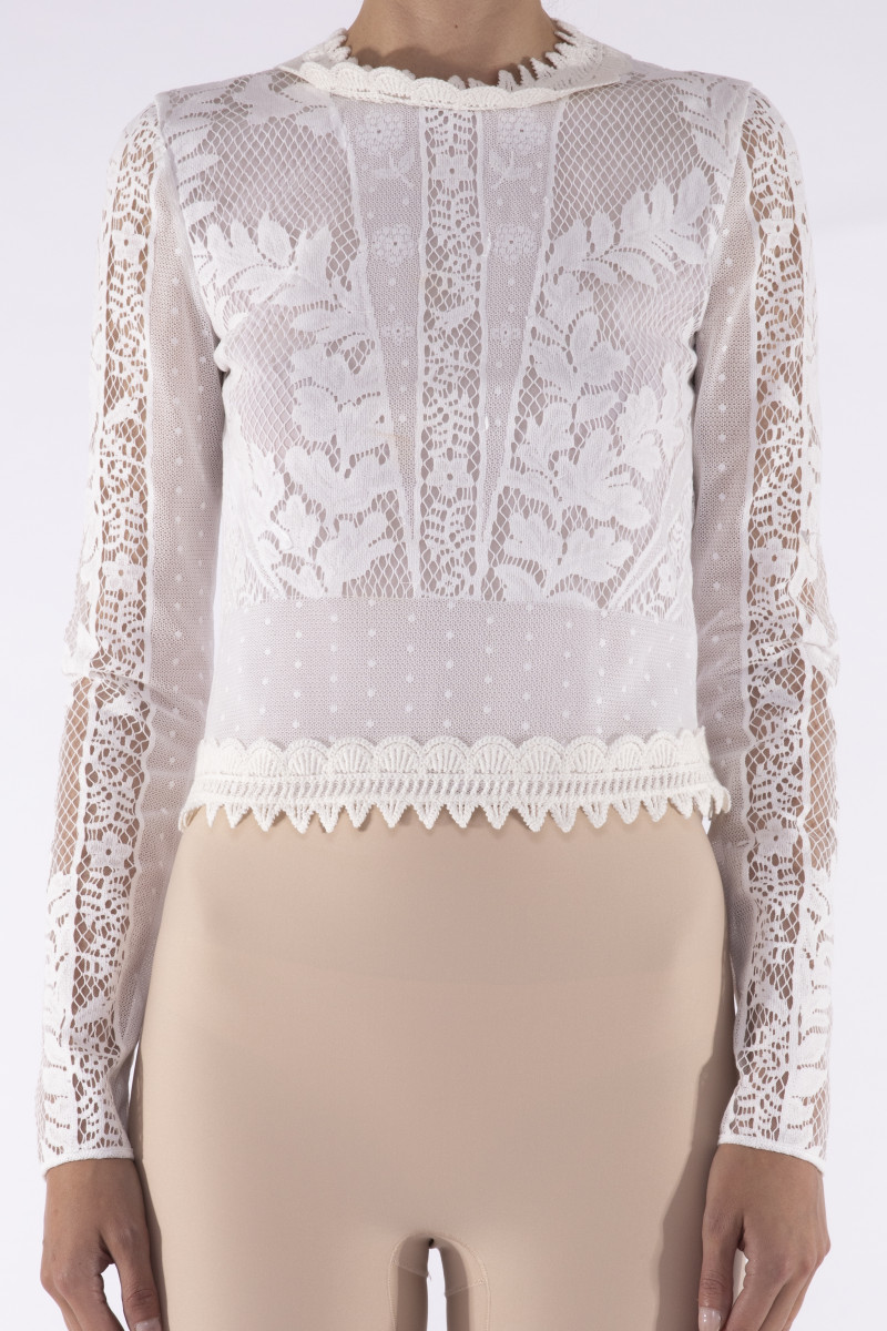 Giambattista Valli Long sleeves macramé top