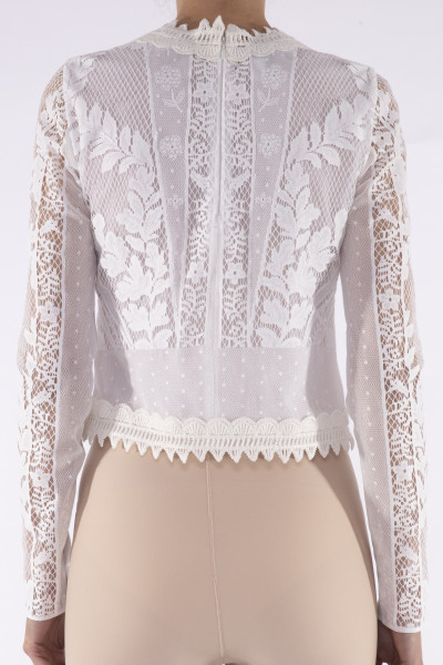 Giambattista Valli Long sleeves macramé top