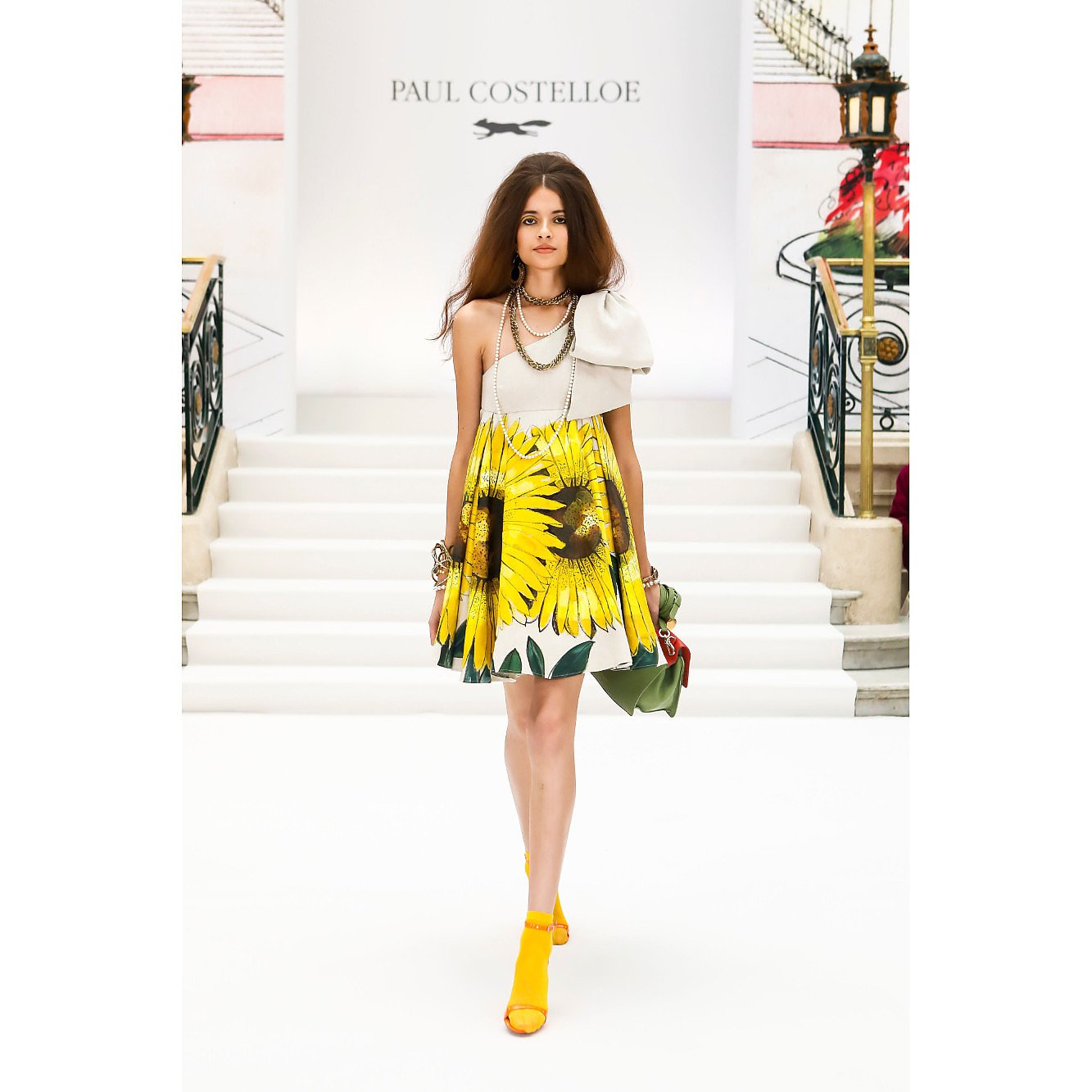 Paul Costelloe One Shoulder Sunflower Dress