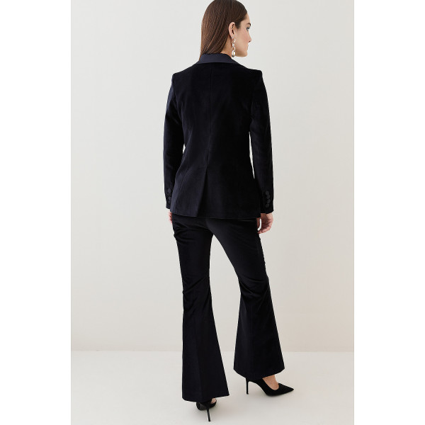 Karen Millen Velvet Waistband Detail Tailored Kickflare Trousers